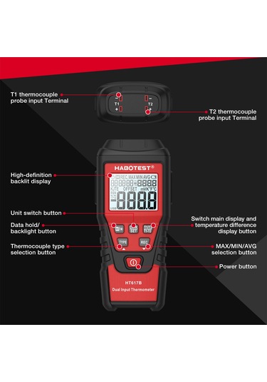 Springsun Habotest Ht617b Taşınabilir 2k Dijital Termometre - Yüksek Fırın & Sıvı Hidrojen