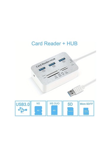Xuweiwei Beyaz 7si 1 Arada Usb Type C 30 Hub 3 Port 4 Port Genisletici Sd Tf Ms M2 Hafiza Kart Okuyucu Adaptor Pc Laptop