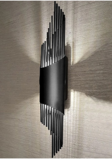 Şanled Sarkıt Modeli Metal Çift Yönlü Siyah Kasa Duvar Aydınlatma Aplik Amber