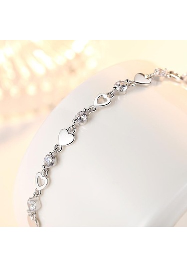 Mor Aşk Şekilli Bileklik Zirkon Kristal Bileklik Mor