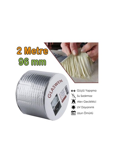 Çatı İzolasyon Bandı 96 Mm X 2 Mt Su Sızdırmazlık Geçirmez Delik Yalıtım Çamur Boru Sakız Tamir Bant