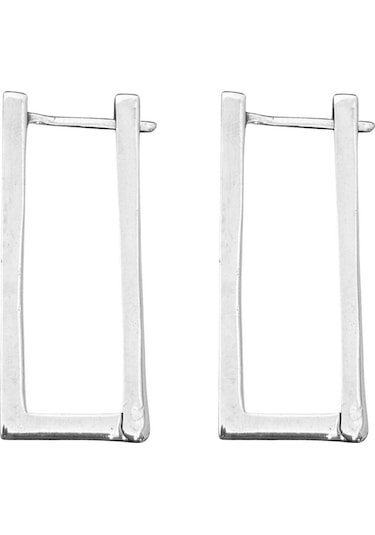 Oya Silver Dikdörtgen Kadın Gümüş Halka Küpe 1.5x4cm