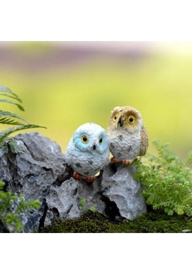 Lijinxu Minyatür Reçine Dollhouse Bonsai Bahçe Baykuşlar-4pcs