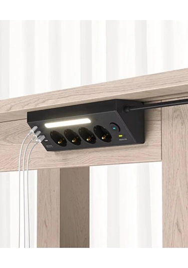 Lp764 Çoklu Gece Lambalı Priz Yüksek Gerilim Korumalı 4 Lü Priz 2xusb 2xtype-c Çıkışlı Grup Priz Çoğ 1