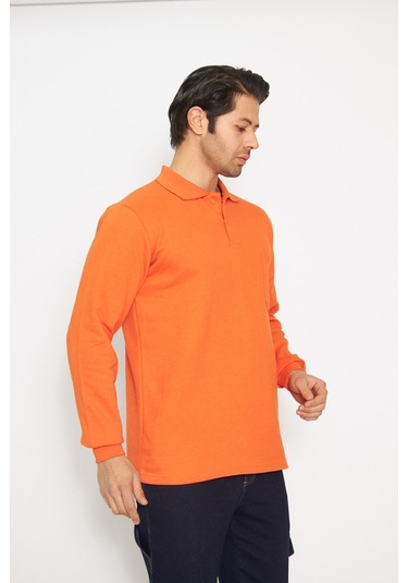 Orange Safety Turuncu Polo Yaka Uzun Kol Sweat T-shirt Kışlık