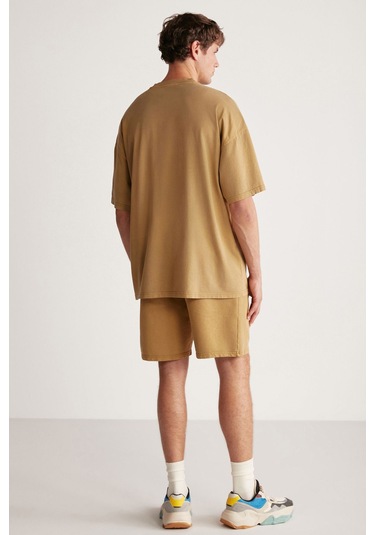 GRIMELANGE Jeffrey Erkek 2 Li Set Oversize Soluk Efektli Nakışlı Haki Alt-üst Takım Haki