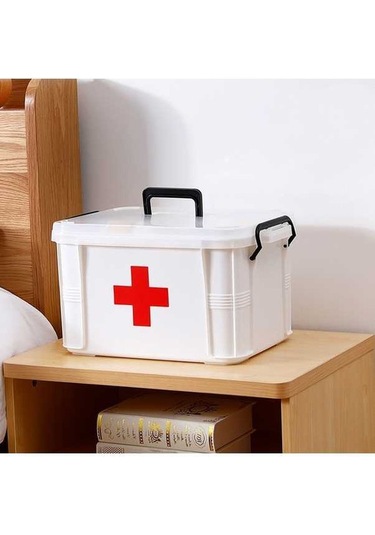 Wondernest Aile Çok Katmanlı Acil Tıp Saklama Kutusu, Plastik Ev Kutusu, Boyut: L Beyaz