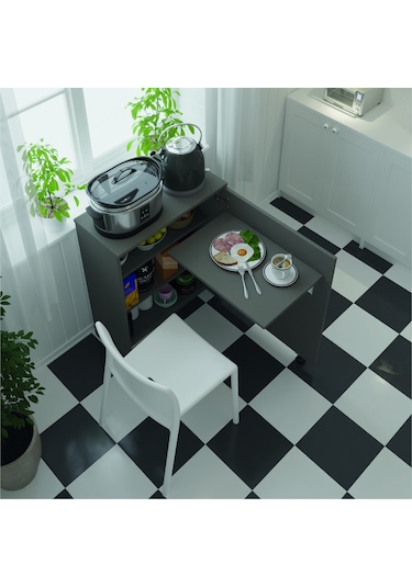 Asra Trend Mutfak Fonksiyonel Kiler Dolabı+katlanır Masa Antrasit