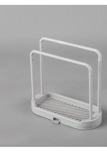 Honmex Beyaz Abs Plastik Mutfak Sponge Ve Sabun Tutucu, Sızıntı Tepsili Organizatör, 20.5x9.5x20.5 Cm, 1 Adet Beyaz