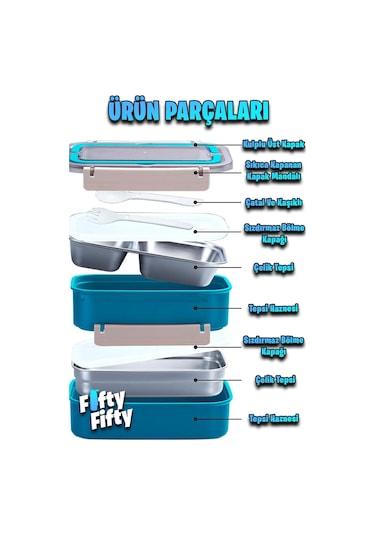 Vagonlife Bento Lunch Box 1600 Ml 2 Kat Sefer Tası Paslanmaz Çelik -fflbox2221