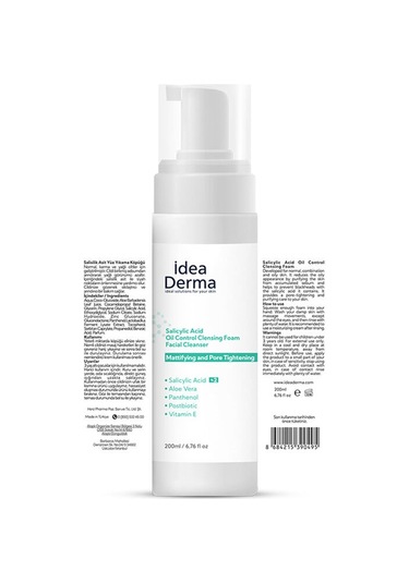 İdea Derma Salisilik Asit Yüz Yıkama Köpüğü 200 ML