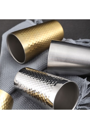 Sones 260ml 304 Paslanmaz Çelik Çekiç Kupa Kalınlaştırılmış Çift Katmanlı Restoran Çay Fincanları