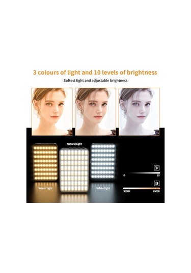 Ulzyvf Taşınabilir Manyetik Led Video Işığı - 3000k-6500k Renk, 10 Aydınlatma Seviyesi, Usb-c Şarj, Klips Ve Soğuk Adaptör Siyah Siyah