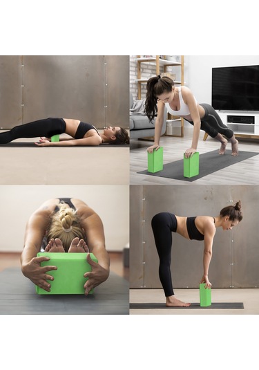 Konesam Eva Yoğun Köpük 2 Yoğa Bloku + Ayarlanabilir Gerdirme Kayışı Seti - Postür Düzeni, Esneme Ve Denge İyileştirici - Siyah