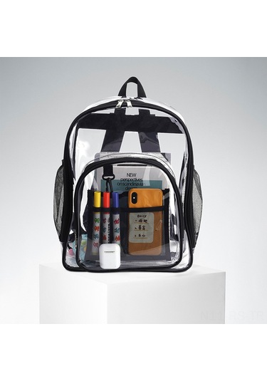 Reedark Üçlü Siyah Pvc Transparan Çanta Seti - Öğrenci Okul Çantası, Spor Sırt Çantası, Büyük Kapasiteli Günlük Kullanım Şeffaf