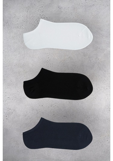 Nıklaus Bamboo Erkek Patik 3'lü Paket Siyah/beyaz/lacivert Çorap