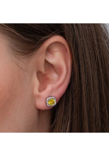 Blackcraft 925 Ayar Gümüş Sarı Baget Taşlı Kadın Set Bc-831993 Beyaz