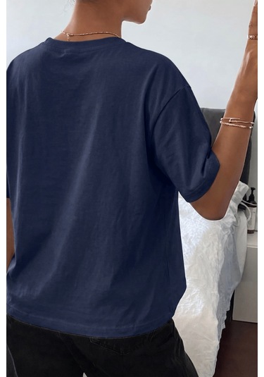 Genıus Store Kadın Tişört Gri Bisiklet Yaka Basic Tişört %100 Pamuk Rahat Kalıp T-shirt Basıc-kadın Lacivert Genıus Store Kadın Tişört Gri Bisiklet Yaka Basic Tişört %100 Pamuk Rahat Kalıp T-shirt Basıc-kadın Lacivert
