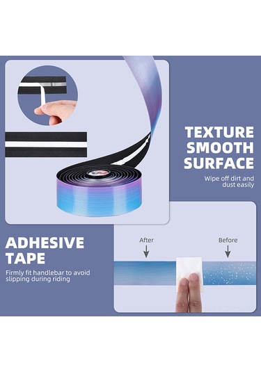 Fosenze Bisiklet El Tutucu Bandı Mor - Tpu+eva Materyal, Sıvı Emici, Kayma Önleyici, Şok Emici - 2 Adet Band + 1 Çift Tutucu Tıkanıklığı Mor
