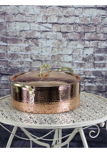 El Dövmesi Derin Bakır Tencere 21 CM