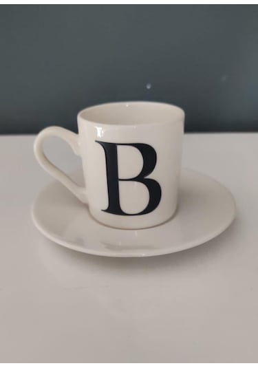 Decorıum Kum B Harfli Kahve Fincanı Beyaz