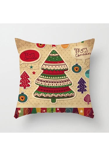 Cartoon Hand-painted Style Christmas Decorative Pillow No.15 Ekru
