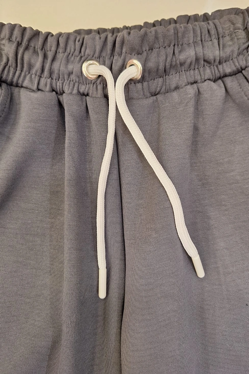 Kız Çocuk Doble Face Kumaş Geniş Paça Eşofman Alt 10-15 Yaş 12318 Gri