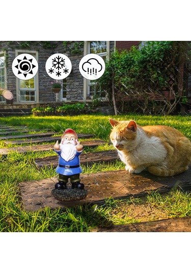 Reçine Bahçe Cüceleri, Dış Mekan Cüceleri, Çift Orta Parmaklar, 5,5 İnç 13,97 Cm , Veranda Dekorasyonları, Eve Taşınma Hediyesi Mavi