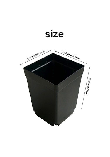 100 Adet Bitki Tek Kullanımlık Çiçek Saksısı Küçük Siyah Kare Kesme Fide Plastik Kare Saksı