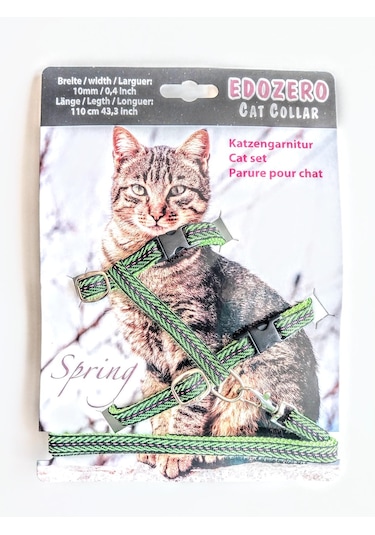Edozero Kedi Göğüs Tasma Takım Yeşil M