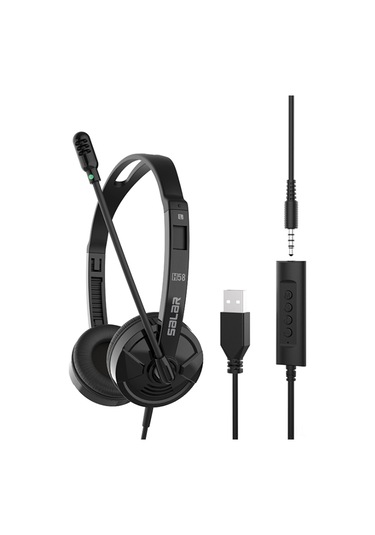 Teltree H58 Usb+3.5mm Kablolu Kulaküstü Mikrofonlu Telefon Ve Ofis İş Kulaklığı - Siyah