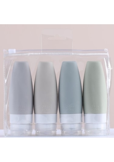 Ulzyvf 90ml Seyahat Şampuan Şişesi 4'lü Set - Dayanıklı Silikon Çok Renkli Çok Renkli