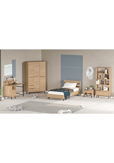 Robin Home Lidya Genç Odası Takımı 5'li Set Sepet Kahverengi