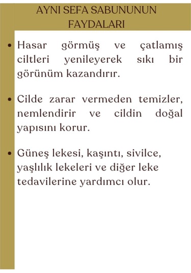 Doğal Aynı Sefa Sabunu, Ciltler İçin Destekleyici Yenileyici Sabun 100gr