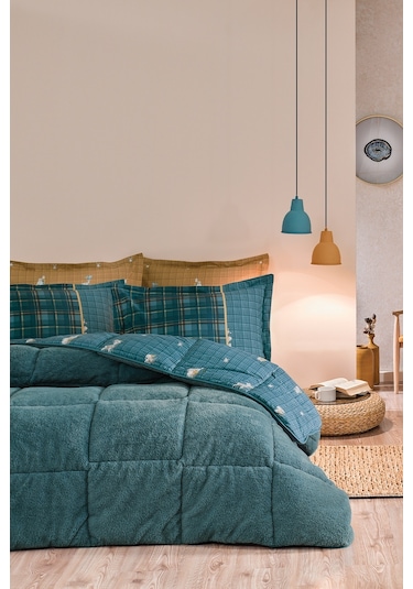 Puffy Barva Çift Kişilik Triola Uyku Seti - Koyu Yeşil