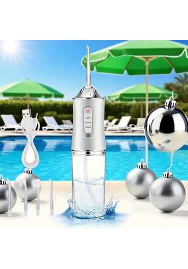 Willowhaven Pembe Şarj Edilebilir Diş İpi 800mah 360 Döner Başlık 4 Yedek Uç 3 Temizleme Modu