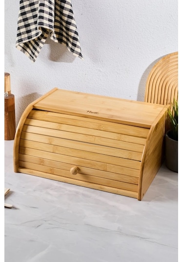 Grazia Bambu Lüks Panjur Kapaklı Ekmek Dolabı Ekmeklik 16342 Ahşap