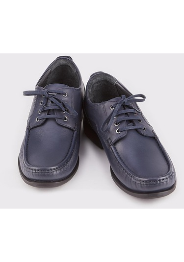 Hakiki Deri Lacivert Bağcıklı Erkek Günlük Ayakkabı-lacivert Lacivert