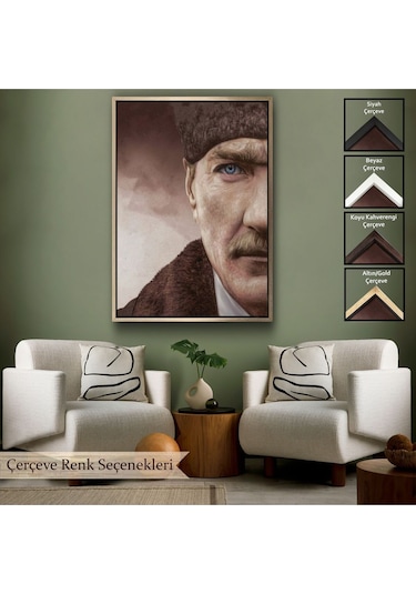 Çerçeveli Mustafa Kemal Atatürk Dekoratif Duvar Tablosu -6166