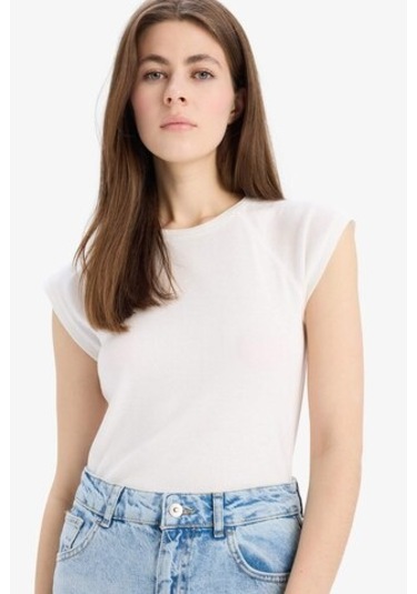 DeFacto Slim Fit Dar Kesim Bisiklet Yaka Basic Düz Ribana Kısa Kollu Tişört C7334AX25SPER105