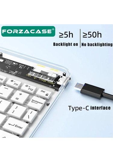 Forzacase 7 Renk Rgb Led Işıklı Kablosuz Bluetooth Klavye - Fc461