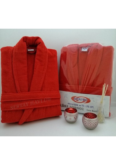 Sertay Havlu %100 Pamuk Bukle Lüks Tek Bornoz S0028 Kırmızı
