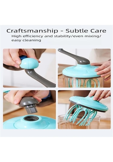 Jialan Yumurta Çırpıcı El Mikseri Yarı Otomatik Yumurta Çırpma Yeşil