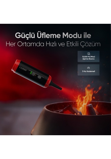 Laiser Kompakt Led Ekranlı 17.000 Pa 3ın1 Çekme-vakum-üfleme Özellikli Şarjlı Araç Süpürgesi Siyah