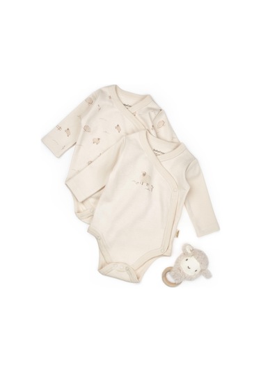 Bebek 2'li Kruvaze Body %100 Organik Pamuk, Bebek Ve Yenidoğan Serisi - Csy8178 Ekru