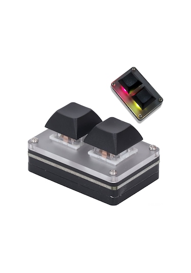 Mufunye 2 Tuşlu Usb Programlanabilir Mini Klavye, Rgb Işıklı, Kopyala-yapıştır-kes Ve Kısayol Tuşları, Akrilik Malzeme İle Taşınabilir