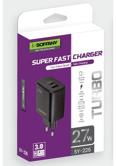 Sy226 Sy226 Usb-a + Usb-c Süper Hızlı Şarj Başlığı