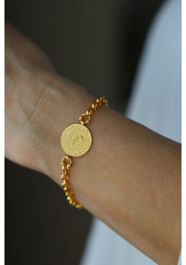 Yenigün Kuyumculuk 14 Ayar Altın Doch Zincirde 22 Ayar Çeyrek Altınlı Bileklik