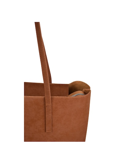 Kadın Büyük Boy Süet El Ve Omuz Çantası - Taba Taba