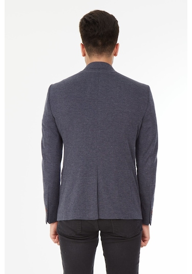 Sposo 5134 Dar Kalıp Örme Kumaş Lacivert Erkek Blazer Ceket Lacivert